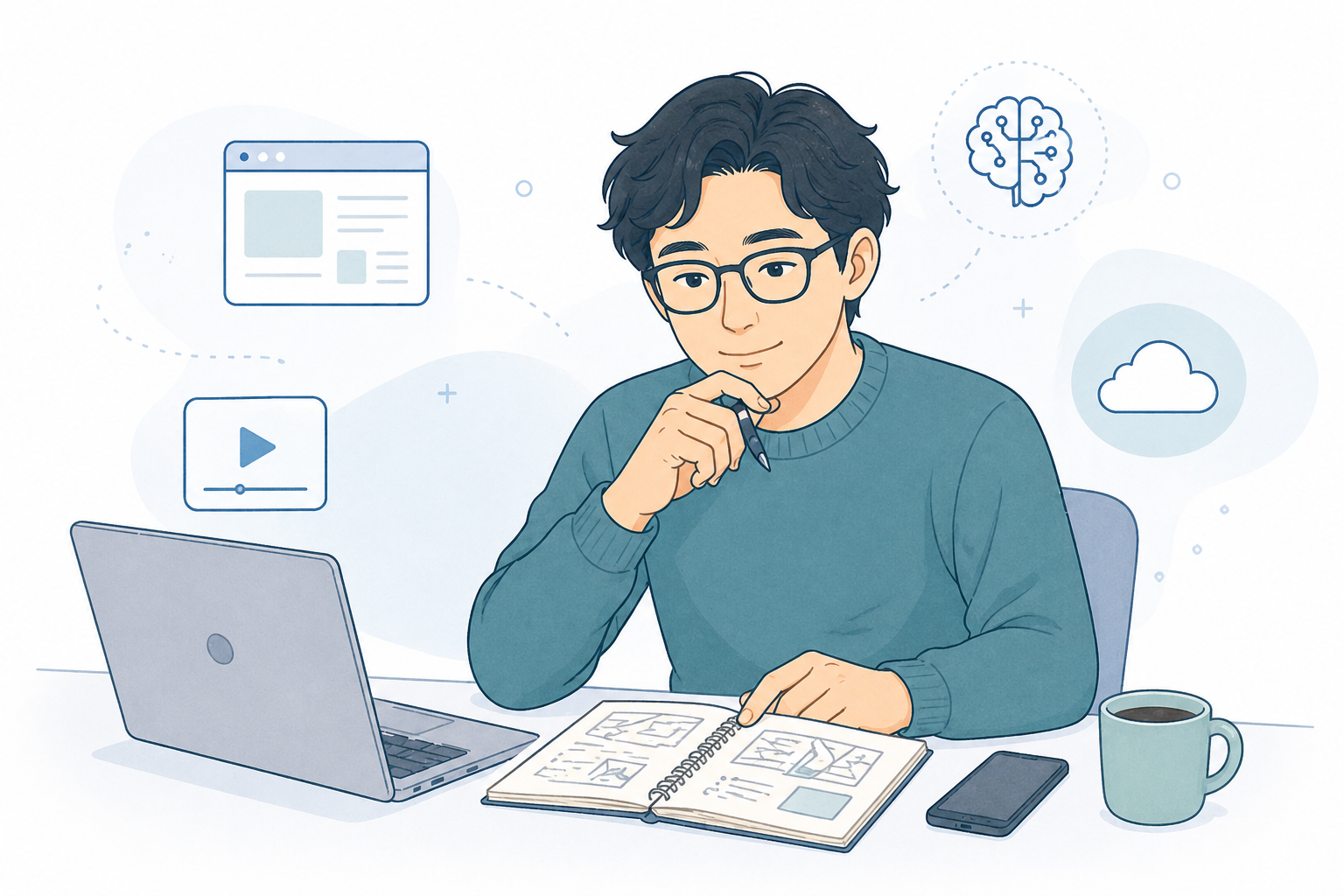 情報発信やデジタル活用を整理するイメージ